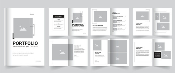 Architecture and interior portfolio design, clean and minimal portfolio template