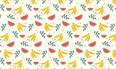 Seamless Pattern of Tropical Fruits Vector