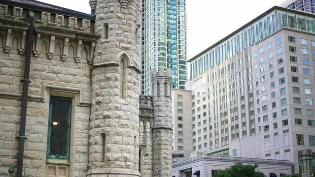Chicago Water Tower. historic downtown landmark of American city. 