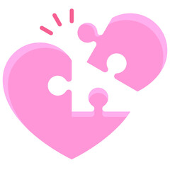 Heart jigsaw puzzle icon, Valentines day related vector