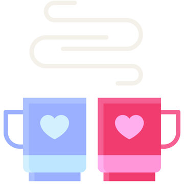 Couple mug icon, Valentines day related vector