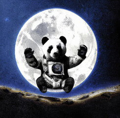 Astronaut panda Digital Art Created With Generative AI Technology
