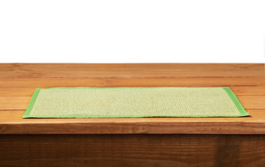 Empty table top with a tablecloth