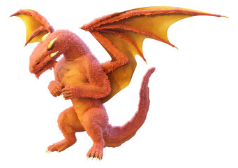 3d render fur dragon, magical colors, fantasy creature