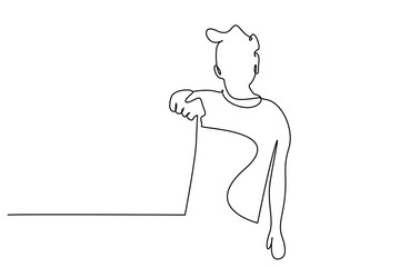 young male show forefinger front choose