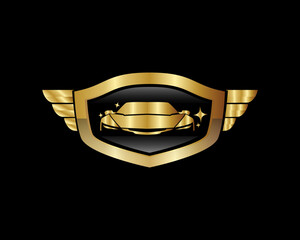 Golden luxury car emblem