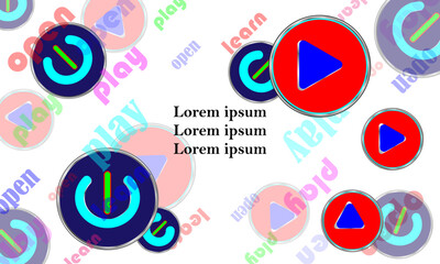 Template illustration of push button on-off, play. vector abstract push button.