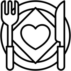 Dish fork and knife icon, Valentines day related vector