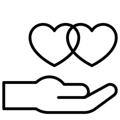 Hand with double heart icon, Valentines day related vector