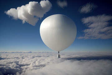 Aerial spy balloon: a look at a round spy balloon floating in the sky, Generative AI - obrazy, fototapety, plakaty