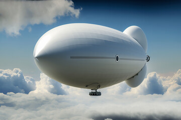 Naklejka na ściany i meble Spy balloon in the sky: large surveillance balloon in the atmosphere, Generative AI
