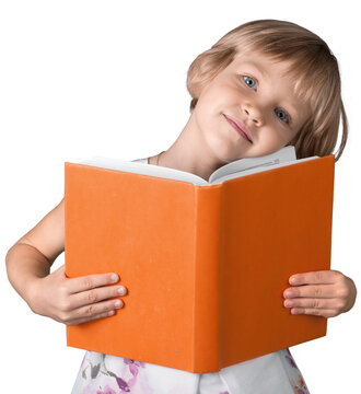 Cute Little girl reading book. 
    
    - Image