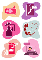 Happy valentine 's day background. Vector illustration. Valentine symbols. Digital love. Internet love. Love connection. Wifi hotspot icon.Online dating concept. Love sign