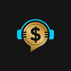 Business podcast logo vector