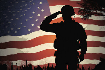 Soldiers silhouette saluting the usa american flag on white wooden background patriotic design new quality universal colorful joyful memorial independence day holiday stock image illustration 