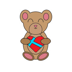 Teddy Bear With A Heart-Shaped Candy Box - Gift