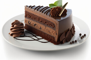 Chocolate Cake Dessert Isolated on a Pure White Background