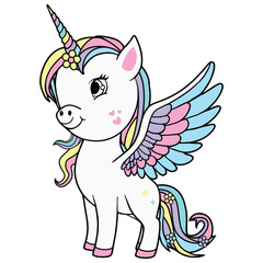 Happy Unicorn Illustration 