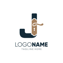 Letter J Door Knop Handles Logo Design Vector Icon Graphic Emblem Illustration
