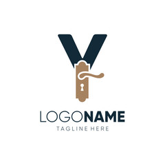 Letter Y Door Knop Handles Logo Design Vector Icon Graphic Emblem Illustration