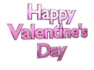 3d Text Happy Valentine's Day on a white background. Romantic pink collor with realistic design elements, balloons. 3D illustration, 3D rendering transparent background
