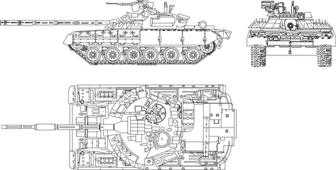 Obraz premium World war battle tank illustration vector sketch