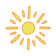 Hand drawn abstract sun symbol. Summer doodle. Single vector element for design