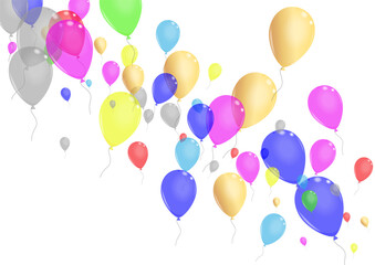 Blue Baloon Background White Vector. Confetti Glossy Illustration. Pink Art. Multicolor Ballon. Flying Anniversary Set.