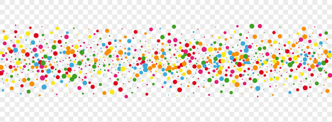 Multicolored Polka Background Transparent Vector. Element Graphic Frame. Rainbow Congratulation. Colorful Dot Transparent. Round Party Card.