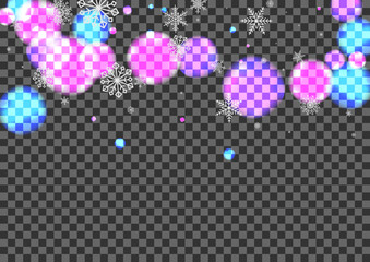 Silver Bokeh Background Transparent Vector. Snow Sparkle Illustration. Black Fall. White Circle Light. Isolated Texture.