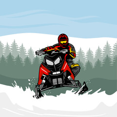 snowmobile trails logo design vector - obrazy, fototapety, plakaty