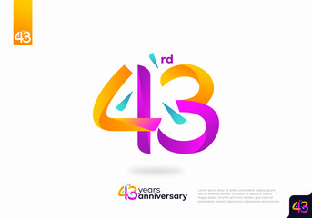Number 43 logo icon design, 43rd birthday logo number, 43rd anniversary. - obrazy, fototapety, plakaty