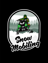 snowmobile trails logo design illustration vector