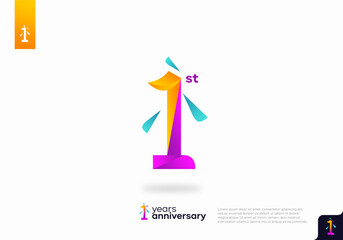 Number 1 logo icon design, 1st birthday logo number, 1st anniversary.