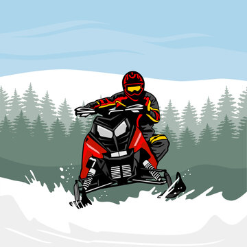 snowmobile trails logo design illustration vector
