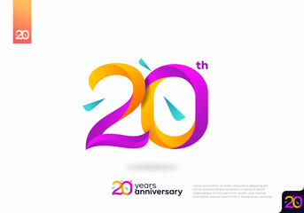 Number 20 logo icon design, 20th birthday logo number, 20th anniversary.