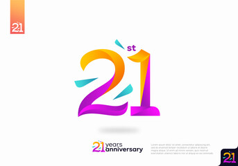 Fototapeta na wymiar Number 21 logo icon design, 21st birthday logo number, 21st anniversary.
