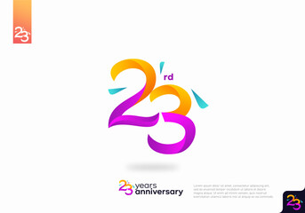Number 23 logo icon design, 23rd birthday logo number, 23rd anniversary.