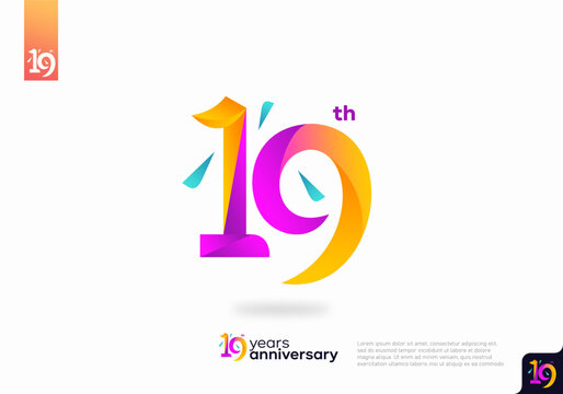 Number 19 logo icon design, 19th birthday logo number, 19th anniversary.