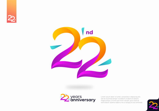 Number 22 logo icon design, 22nd birthday logo number, 22nd anniversary.