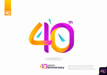 Number 40 logo icon design, 40th birthday logo number, 40th anniversary.