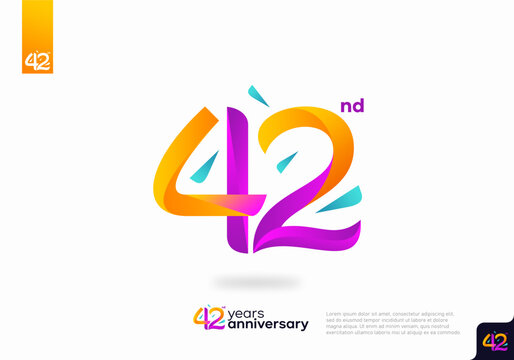Number 42 logo icon design, 42nd birthday logo number, 42nd anniversary.