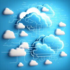 Fototapeta premium Cloud Computing Technology, Generative AI Illustration