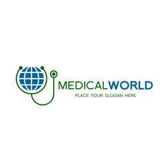 Medical World Vector logo template. This design use cross health and earth symbol. Suitable for doctor or hospital business.