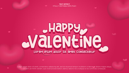 valentine's day greeting banner with 3d text effect