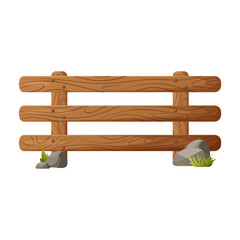Wooden rural fence, vector illustration, cartoon style
