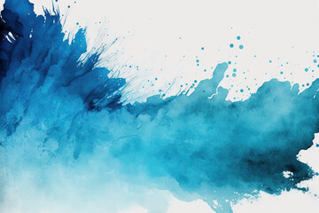 Abstract grunge texture background with blue watercolor gradient paint. Generative AI