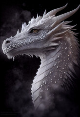 White Frost Dragon Portrait, AI