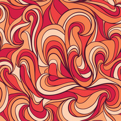 Seamless pattern with hand drawn doodle weave waves. Repeating abstract modern colorful background. Vector illustration.