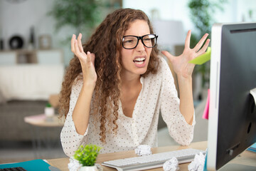 young businesswoman is angry because of something